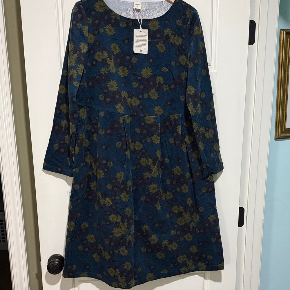 Lintico cotton Floral Long-Sleeve Midi Dress S oversized - Picture 3 of 12